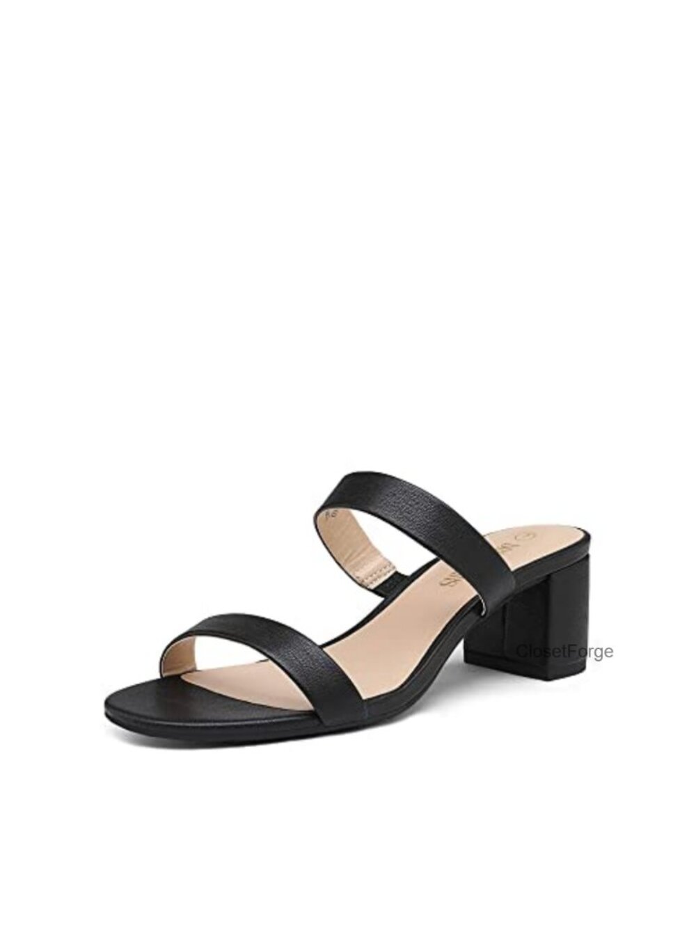 Women's Faux Leather Block Heel Slip On Mule Sandal